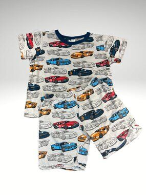 Car Design Grey Pajamas Boys Short Set Size 4-5 (SKU: 140B)